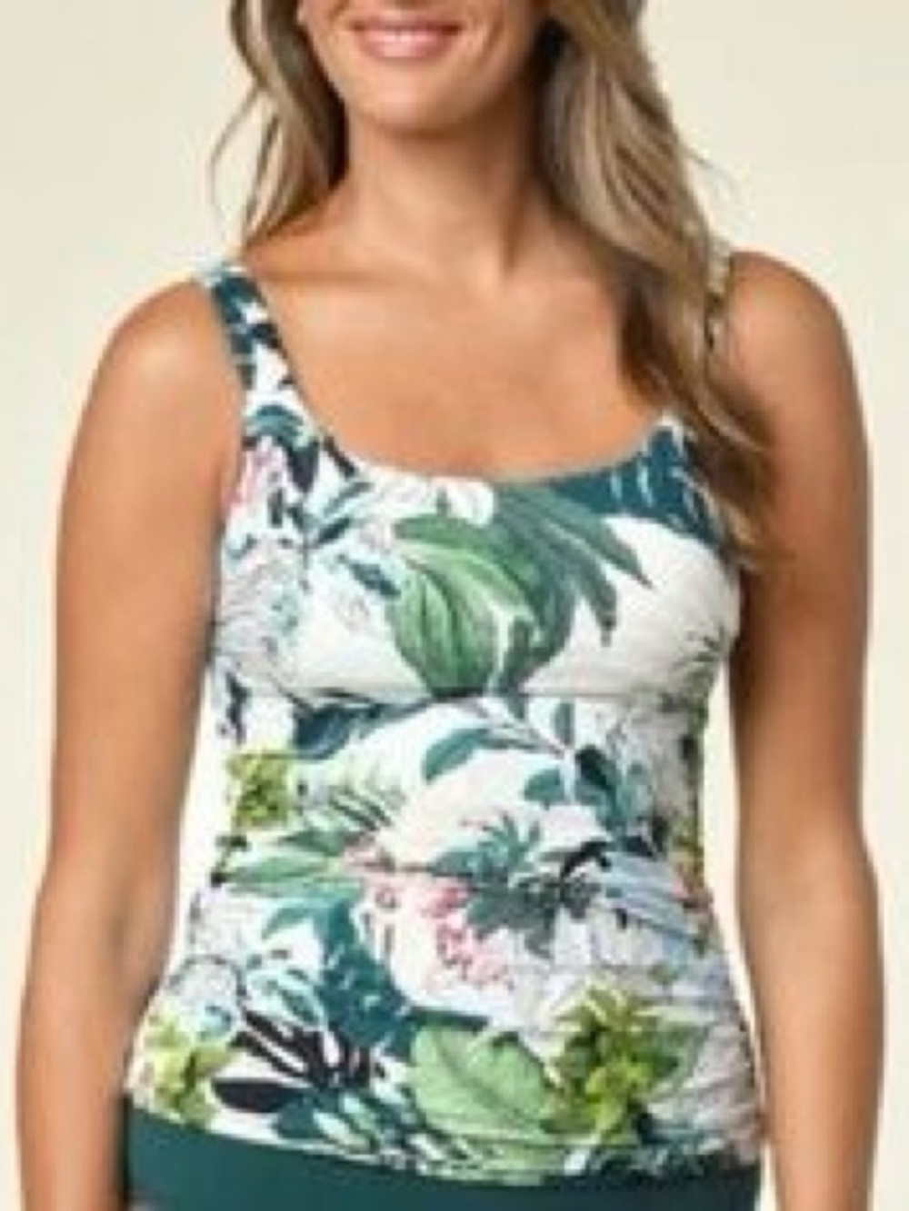 New Jantzen Natural Glow Eden Draped Tankini Swim Top Tropical Sz 8